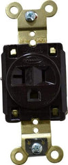 Hubbell Wiring Device-Kellems - 125 VAC, 20 Amp, 5-20R NEMA Configuration, Brown, Specification Grade, Self Grounding Single Receptacle - 1 Phase, 2 Poles, 3 Wire, Flush Mount, Corrosion, Heat and Impact Resistant - Makers Industrial Supply