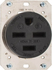 Hubbell Wiring Device-Kellems - 250 VAC, 30 Amp, 15-30R NEMA Configuration, Brown, Industrial Grade, Self Grounding Single Receptacle - 3 Phase, 3 Poles, 4 Wire, Flush Mount - Makers Industrial Supply