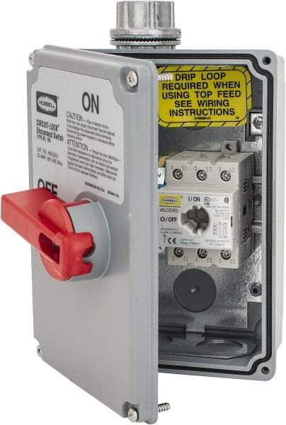 Hubbell Wiring Device-Kellems - 600VAC, 3 Pole, 4X, Enclosed Nonfused Cam & Disconnect Switch - 5.12 Inch Wide x 7.62 Inch High x 4.12 Inch Deep - Makers Industrial Supply