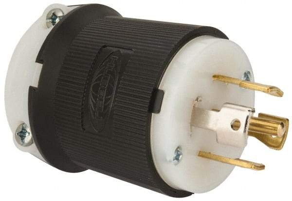 Hubbell Wiring Device-Kellems - 277/480 VAC, 30 Amp, L22-30P Configuration, Industrial Grade, Self Grounding Plug - 3 Phase, 4 Poles, IP20, 0.35 to 1.15 Inch Cord Diameter - Makers Industrial Supply