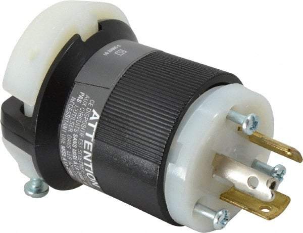 Hubbell Wiring Device-Kellems - 125/250 VAC, 20 Amp, NonNEMA Configuration, Industrial Grade, Ungrounded Plug - 1 Phase, 3 Poles, IP20, 0.36 to 0.93 Inch Cord Diameter - Makers Industrial Supply