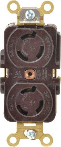 Hubbell Wiring Device-Kellems - 250 VAC, 15 Amp, L6-15R NEMA, Self Grounding Receptacle - 2 Poles, 3 Wire, Female End, Brown - Makers Industrial Supply