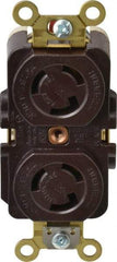 Hubbell Wiring Device-Kellems - 125 VAC, 15 Amp, L5-15R NEMA, Self Grounding Receptacle - 2 Poles, 3 Wire, Female End, Brown - Makers Industrial Supply