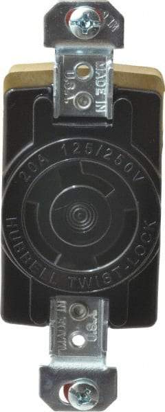 Hubbell Wiring Device-Kellems - 125/250 VAC, 20 Amp, NonNEMA, Ungrounded Receptacle - 3 Poles, 3 Wire, Female End, Black - Makers Industrial Supply