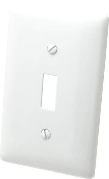 Hubbell Wiring Device-Kellems - 1 Gang, 4-1/2 Inch Long x 2.78 Inch Wide, Standard Switch Plate - Toggle Switch, White, Nylon - Makers Industrial Supply