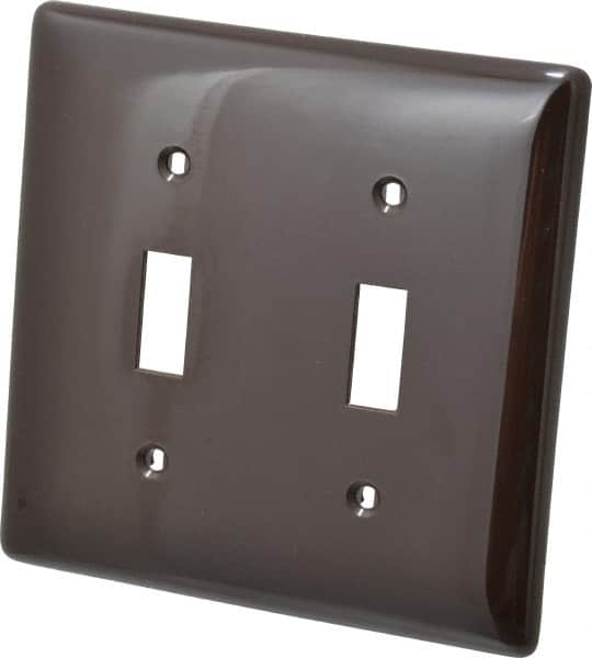 Hubbell Wiring Device-Kellems - 2 Gang, 4-1/2 Inch Long x 4.6 Inch Wide, Standard Switch Plate - Toggle Switch, Brown, Nylon - Makers Industrial Supply