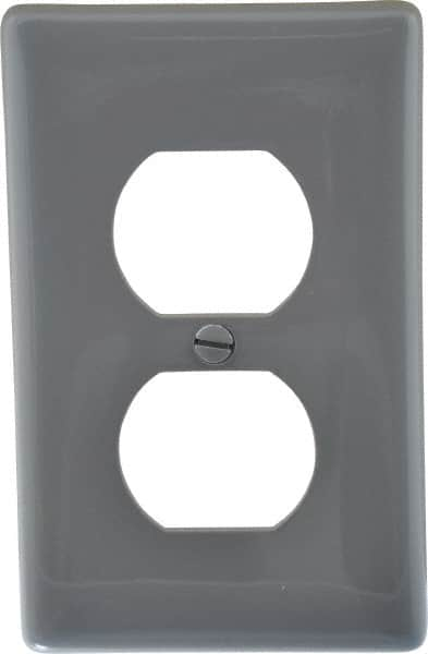 Hubbell Wiring Device-Kellems - 1 Gang, 4-1/2 Inch Long x 2.78 Inch Wide, Standard Outlet Wall Plate - Duplex Outlet, Gray, Nylon - Makers Industrial Supply