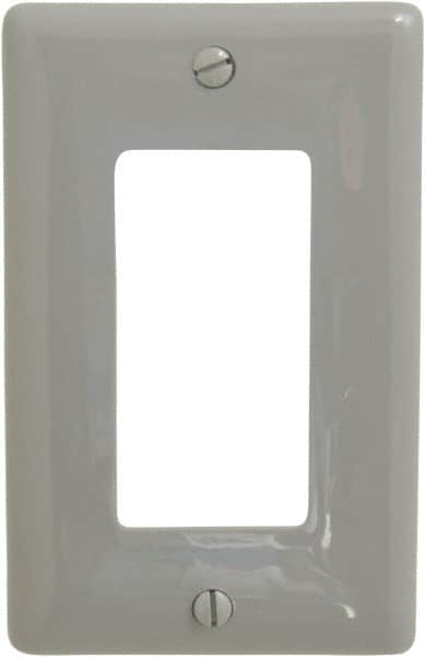 Hubbell Wiring Device-Kellems - 1 Gang, 4-1/2 Inch Long x 2.87 Inch Wide, Standard Outlet Wall Plate - Single Outlet, Gray, Nylon - Makers Industrial Supply