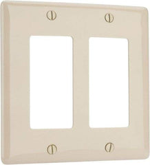 Hubbell Wiring Device-Kellems - 2 Gang, 4-1/2 Inch Long x 4.6 Inch Wide, Standard Outlet Wall Plate - GFCI/Surge Receptacle, Ivory, Nylon - Makers Industrial Supply