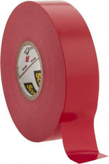 3M - 3/4" x 66', Red Vinyl Electrical Tape - Series 35, 7 mil Thick, 1,250 V/mil Dielectric Strength, 17 Lb./Inch Tensile Strength - Makers Industrial Supply