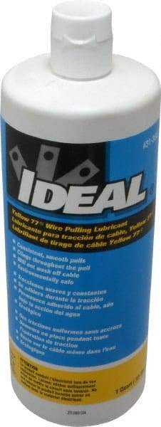 Ideal - 1 Quart Squeeze Bottle, Yellow Wire Pulling Lubricant Gel - 40 to 120°F, RoHS Compliant, UL Listed - Makers Industrial Supply