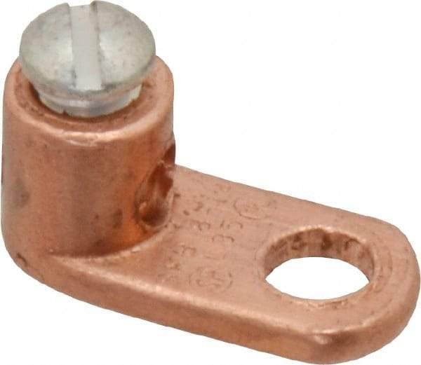 Thomas & Betts - 14-8 AWG Noninsulated Crimp Connection D Shaped Ring Terminal - 1/4" Stud, 13/16" OAL x 3/8" Wide, Tin Plated Copper Contact - Makers Industrial Supply