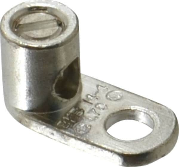 Thomas & Betts - 14-4 AWG Noninsulated Lug Connection D Shaped Ring Terminal - 3/8" Stud, 1-1/8" OAL x 17/32" Wide, Tin Plated Copper Contact - Makers Industrial Supply