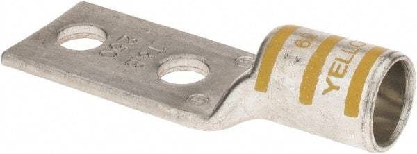 Thomas & Betts - 250 kcmil Wire Noninsulated Crimp Connection Rectangle Ring Terminal - 3/8" Stud, 3.28" OAL x 1.13" Wide, Tin Plated Copper Contact - Makers Industrial Supply