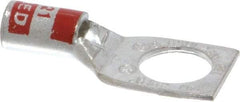 Thomas & Betts - 8 AWG Noninsulated Compression Connection Square Ring Terminal - 3/8" Stud, 1.33" OAL x 0.56" Wide, Tin Plated Copper Contact - Makers Industrial Supply