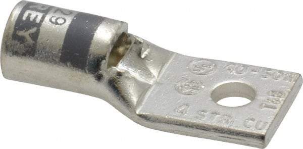 Thomas & Betts - 4 AWG Noninsulated Crimp Connection Square Ring Terminal - #10 Stud, 1.38" OAL x 0.55" Wide, Tin Plated Copper Contact - Makers Industrial Supply