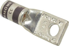 Thomas & Betts - 2 AWG Noninsulated Compression Connection Square Ring Terminal - 1/4" Stud, 1-1/2" OAL x 0.59" Wide, Tin Plated Copper Contact - Makers Industrial Supply