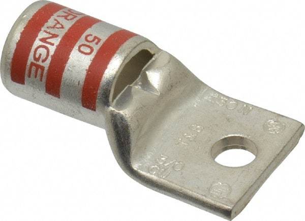 Thomas & Betts - 3/0 AWG Noninsulated Compression Connection Rectangle Ring Terminal - 1/4" Stud, 1-3/4" OAL x 0.92" Wide, Tin Plated Copper Contact - Makers Industrial Supply