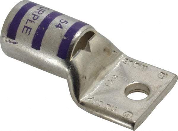 Thomas & Betts - 4/0 AWG Noninsulated Compression Connection Rectangle Ring Terminal - 1/4" Stud, 1.9" OAL x 1.03" Wide, Tin Plated Copper Contact - Makers Industrial Supply