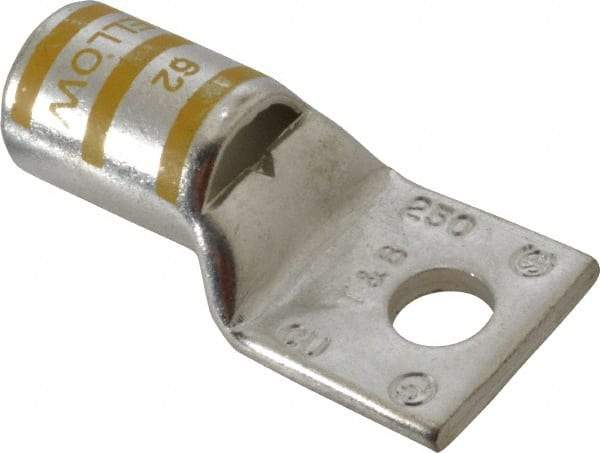 Thomas & Betts - 250 kcmil Wire Noninsulated Compression Connection Square Ring Terminal - 3/8" Stud, 2.28" OAL x 1.13" Wide, Tin Plated Copper Contact - Makers Industrial Supply