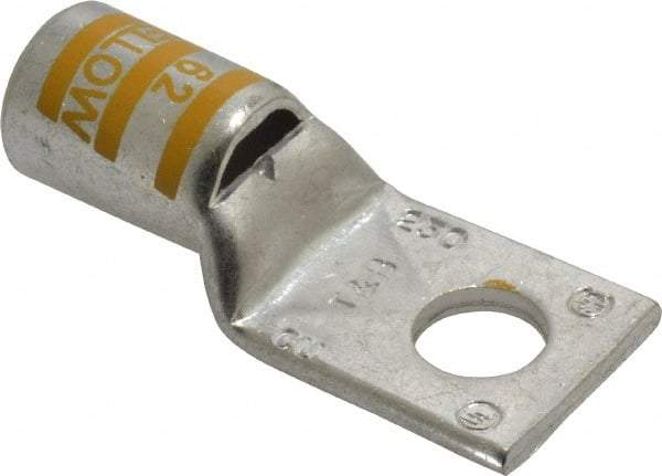 Thomas & Betts - 250 kcmil Wire Noninsulated Compression Connection Square Ring Terminal - 1/2" Stud, 2.6" OAL x 1.13" Wide, Tin Plated Copper Contact - Makers Industrial Supply