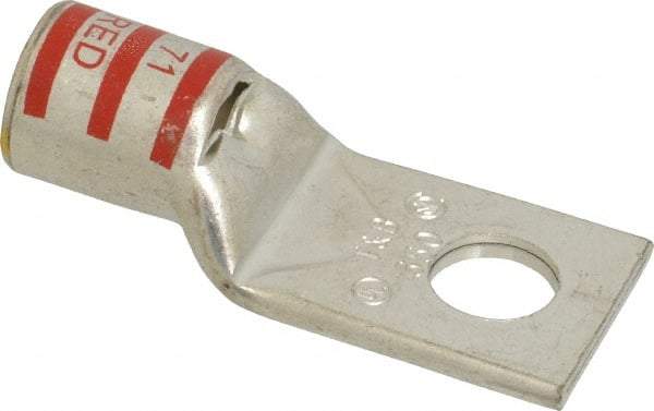 Thomas & Betts - 350 kcmil Wire Noninsulated Compression Connection Square Ring Terminal - 5/8" Stud, 3.21" OAL x 1.36" Wide, Tin Plated Copper Contact - Makers Industrial Supply