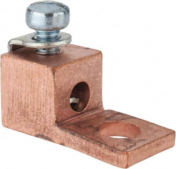 Thomas & Betts - 14-8 AWG Noninsulated Compression Connection Square Ring Terminal - 1/4" Stud, 1-1/8" OAL x 1/2" Wide, Copper Contact - Makers Industrial Supply