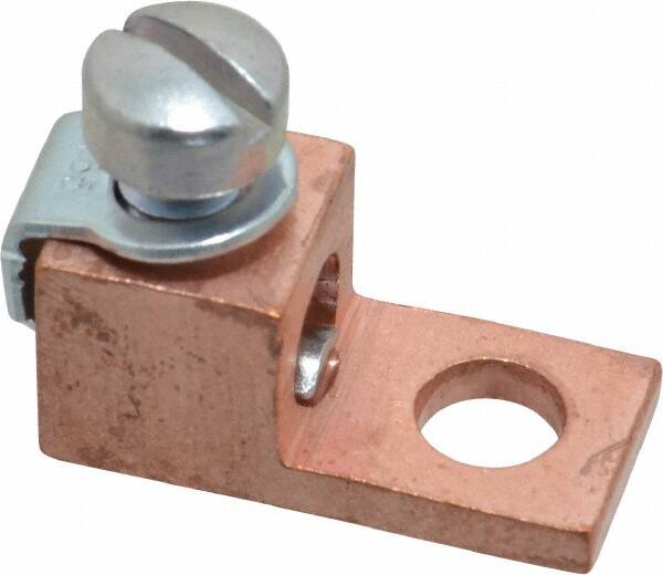 Thomas & Betts - 8-4 AWG Noninsulated Compression Connection Square Ring Terminal - 1/4" Stud, 1-1/8" OAL x 1/2" Wide, Copper Contact - Makers Industrial Supply