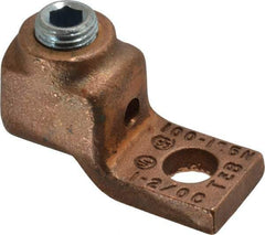 Thomas & Betts - 1-2/0 AWG Noninsulated Compression Connection Square Ring Terminal - 3/8" Stud, 1-15/16" OAL x 13/16" Wide, Copper Contact - Makers Industrial Supply