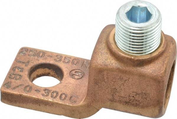 Thomas & Betts - 4/0 AWG Noninsulated Compression Connection Square Ring Terminal - 1/2" Stud, 2-3/4" OAL x 1-3/16" Wide, Copper Contact - Makers Industrial Supply