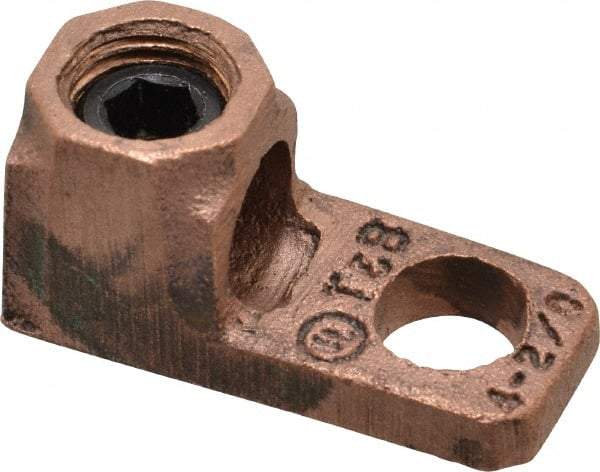 Thomas & Betts - 4-2/0 AWG Noninsulated Lug Connection D Shaped Ring Terminal - 3/8" Stud, 1-21/32" OAL x 23/32" Wide, Tin Plated Copper Contact - Makers Industrial Supply