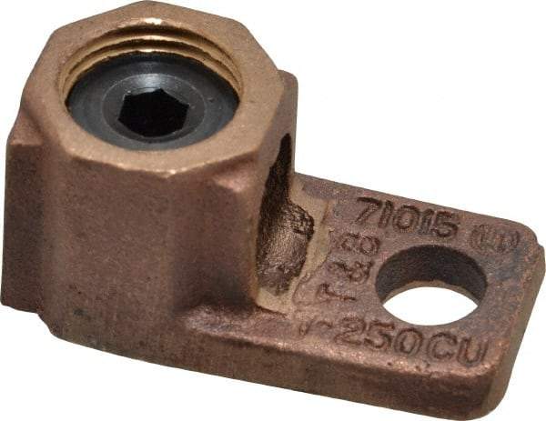 Thomas & Betts - 1 AWG Noninsulated Crimp Connection D Shaped Ring Terminal - 3/8" Stud, 2-1/32" OAL x 1" Wide, Copper Contact - Makers Industrial Supply