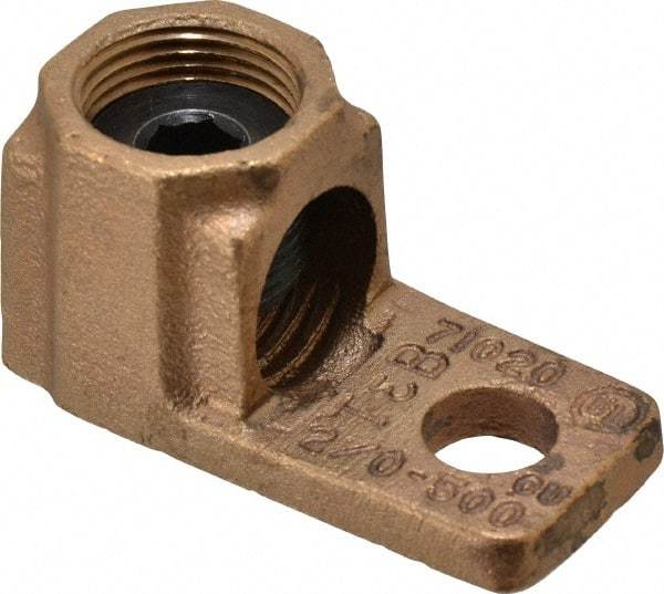 Thomas & Betts - 2/0 AWG Noninsulated Crimp Connection D Shaped Ring Terminal - 1/2" Stud, 2-3/4" OAL, Copper Contact - Makers Industrial Supply