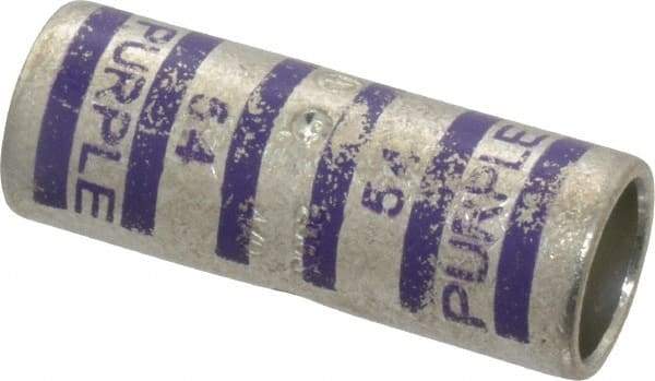 Thomas & Betts - 4/0 AWG Compatible, Noninsulated, Crimp-On Butt Splice Terminal - 2 Wire Entries, Copper Contacts, Tin Contact Plating, 1.88" OAL, Purple - Makers Industrial Supply