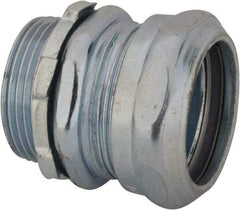 Thomas & Betts - 1-1/4" Trade, Steel Compression Straight EMT Conduit Connector - Noninsulated - Makers Industrial Supply