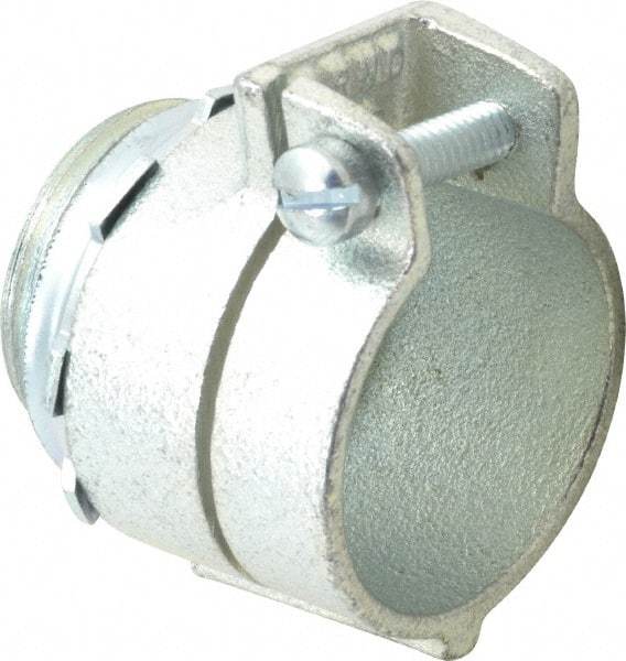 Thomas & Betts - 1" Trade, Malleable Iron Squeeze Clamp Straight FMC Conduit Connector - Noninsulated - Makers Industrial Supply