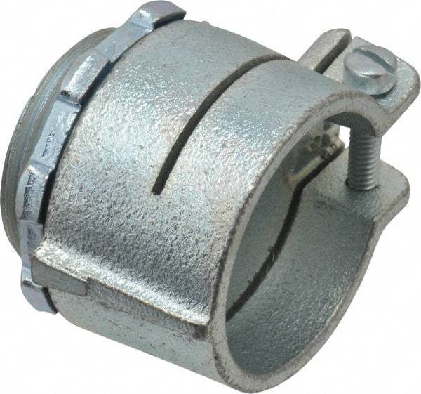 Thomas & Betts - 1-1/4" Trade, Malleable Iron Squeeze Clamp Straight FMC Conduit Connector - Noninsulated - Makers Industrial Supply