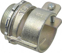 Thomas & Betts - 1-1/2" Trade, Malleable Iron Squeeze Clamp Straight FMC Conduit Connector - Noninsulated - Makers Industrial Supply