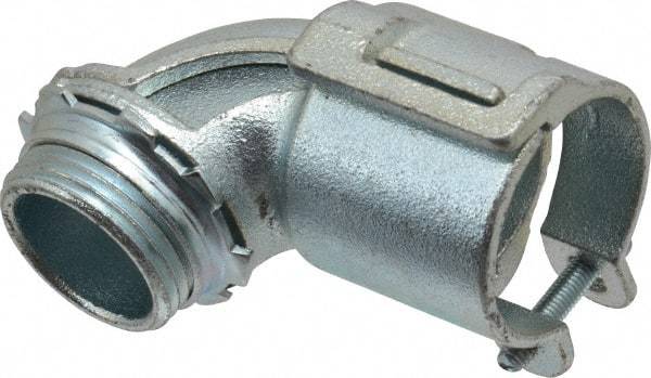 Thomas & Betts - 1" Trade, Malleable Iron Squeeze Clamp 90° FMC Conduit Connector - Noninsulated - Makers Industrial Supply