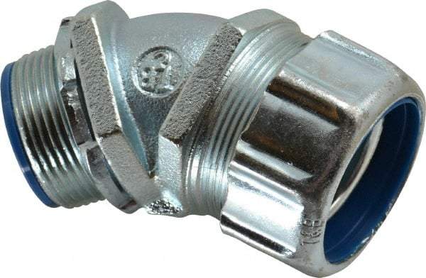 Thomas & Betts - 1-1/4" Trade, Malleable Iron Threaded Angled Liquidtight Conduit Connector - Insulated - Makers Industrial Supply