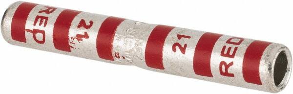 Thomas & Betts - 8 AWG Compatible, Noninsulated, Crimp-On Butt Splice Terminal - 2 Wire Entries, Copper Contacts, Tin Contact Plating, 1-3/4" OAL, Red - Makers Industrial Supply