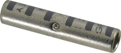 Thomas & Betts - 4 AWG Compatible, Noninsulated, Crimp-On Butt Splice Terminal - 2 Wire Entries, Copper Contacts, Tin Contact Plating, 1-3/4" OAL, Gray - Makers Industrial Supply