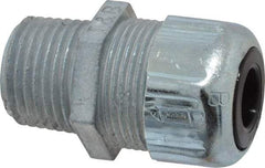 Thomas & Betts - 1/4 to 3/8" Cable Capacity, Liquidtight, Straight Strain Relief Cord Grip - 1/2 NPT Thread, 1-21/32" Long, Zinc - Makers Industrial Supply