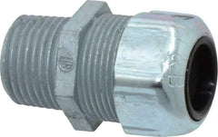 Thomas & Betts - 0.45 to 0.56" Cable Capacity, Liquidtight, Straight Strain Relief Cord Grip - 1/2 NPT Thread, 1-21/32" Long, Zinc - Makers Industrial Supply