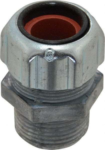 Thomas & Betts - 1/2 to 5/8" Cable Capacity, Liquidtight, Straight Strain Relief Cord Grip - 3/4 NPT Thread, 1-3/4" Long, Zinc - Makers Industrial Supply