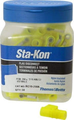 Thomas & Betts - 12 to 10 AWG, Nylon, Fully Insulated, Female Wire Disconnect - 1/4 Inch Wide Tab, Yellow, CSA Certified, RoHS Compliant, UL 94 V-0, UL File E66716, UL Listed - Makers Industrial Supply