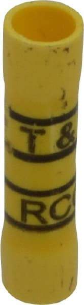 Thomas & Betts - 12 to 10 AWG Compatible, Vinyl Fully Insulated, Crimp-On Butt Splice Terminal - 2 Wire Entries, Copper Contacts, Tin Contact Plating, 1.31" OAL, Yellow - Makers Industrial Supply