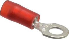 Thomas & Betts - 22-16 AWG Partially Insulated Crimp Connection D Shaped Ring Terminal - #8 Stud, 0.89" OAL x 0.26" Wide, Tin Plated Copper Contact - Makers Industrial Supply