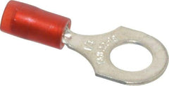 Thomas & Betts - 22-16 AWG Partially Insulated Crimp Connection D Shaped Ring Terminal - 1/4" Stud, 1.1" OAL x 0.46" Wide, Tin Plated Copper Contact - Makers Industrial Supply