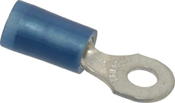 Thomas & Betts - 18-14 AWG Partially Insulated Crimp Connection D Shaped Ring Terminal - #6 Stud, 0.89" OAL x 0.31" Wide, Tin Plated Copper Contact - Makers Industrial Supply